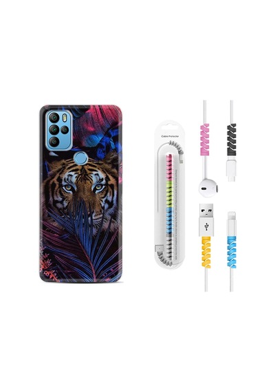General Mobile Gm21 Pro Kılıf Kablo Koruyuculu Flowers Tiger 1319