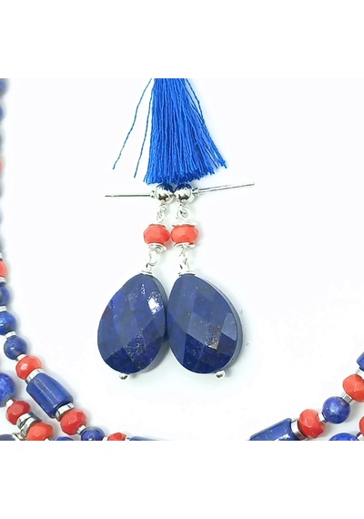 Sibelce 2253 Lapislazuli El Yapımı Küpe Lacivert
