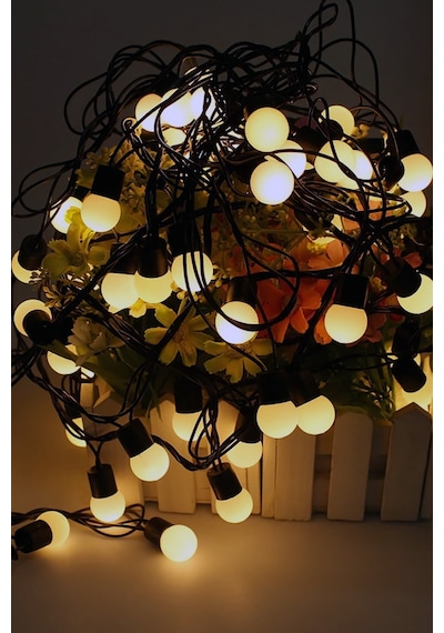 5 Metre 28' Li Led Işıklı Ampul Top Dizeleri Dekoratif Top Led Sarı Sarı