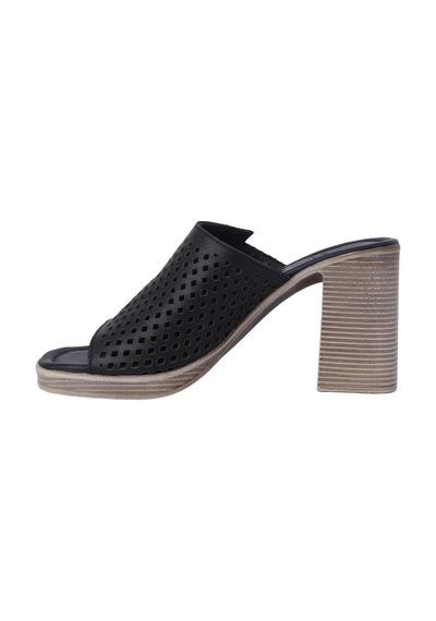 Albishoes Albini 26y1101026 Hakiki Deri Topuklu Kadın Terlik Siyah