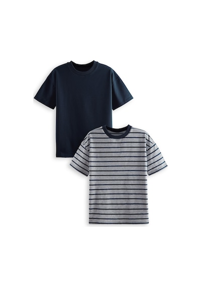Denokids Erkek Çocuk Basic Oversize 2'li T-shirt Takım Renkli Çok Renkli