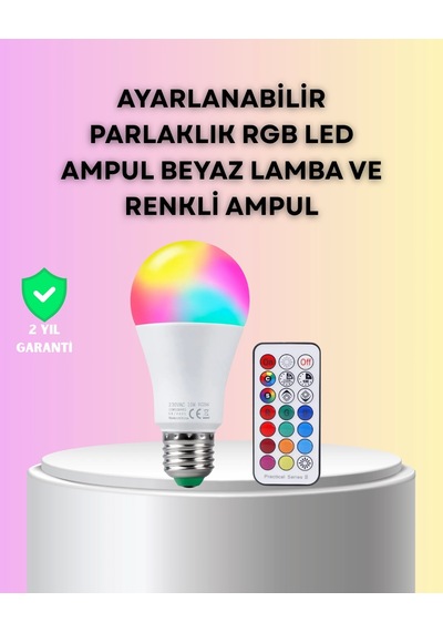 Kumanda Destekli Çok Renkli Akıllı Led Ampul Çok Renkli
