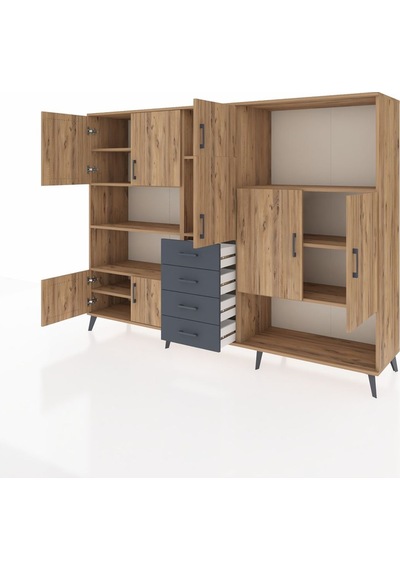 Hyperion Dolap 10 Raflı 4 Çekmeceli 8 Kapaklı 220x44x163 Çam-çam/ Çam-çam/antrasit Hyperion Dolap 10 Raflı 4 Çekmeceli 8 Kapaklı 220x44x163 Çam-çam/ Çam-çam/antrasit