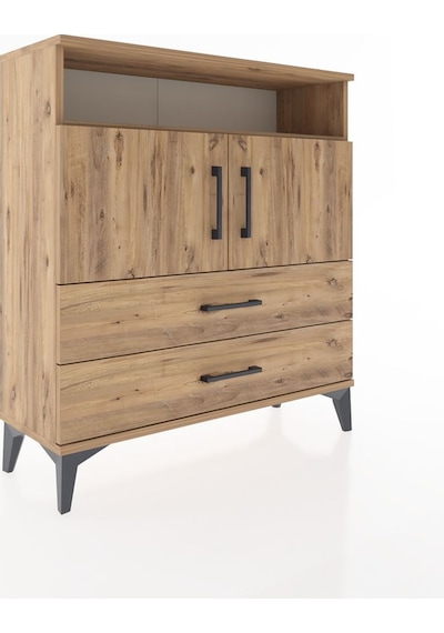 Arges Şifonyer 3 Raflı 2 Çekmeceli 2 Kapaklı 88x30x96 Çam-çam Çam
