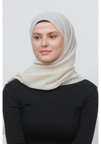Altobeh Kadın Pratik Kırışık Krinkıl Mira Tesettür Şal - Krem