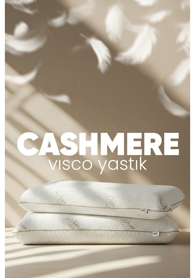 Kaşmir Visco Yastık - Özel Büyük Boy Cashmere Uyku Yastığı - Ortopedik Kaşmir Kumaş Visko Yastık Beyaz