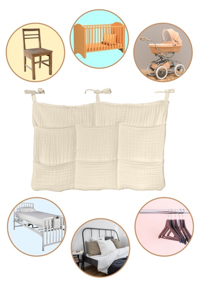 Bebek Beşik Yanı Organizer 6 Cepli Pratik Organizer Bej