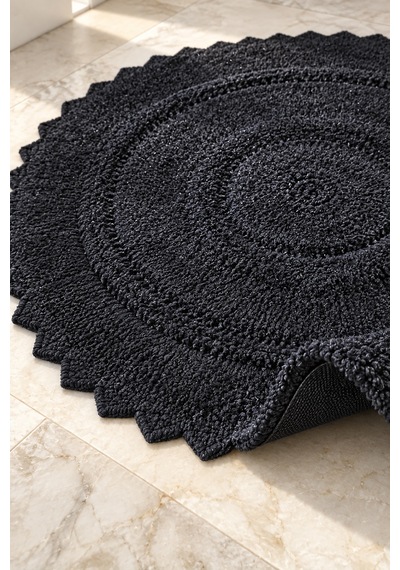 Alanur Bodrum Tufting Cotton Pamuklu El Işi Örgülü 90 X 90 Cm Paspas 110 Siyah