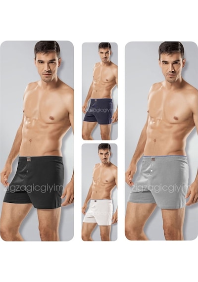 Tutku 4'Lü Paket Düğmeli Erkek Boxer Şort Boxer