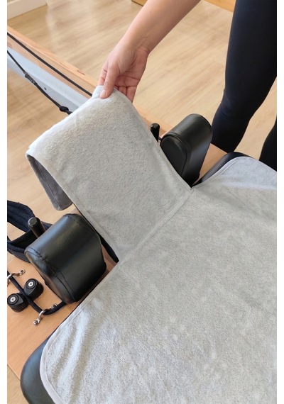 Kaymaz Silikon Tabanlı, Reformer Pilates Havlusu, Ter Emici Bambu Pilates Mat Havlu-gri Grı