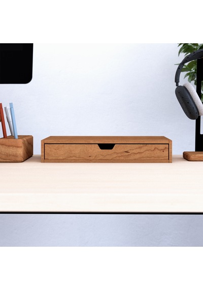 Desna Tek Katlı Tek Çekmeceli Dolap - Kiraz 34 Cm Uzunluk X 19 Cm Derinlik X 5.8 Cm Woodsaka Doğal Ahşap