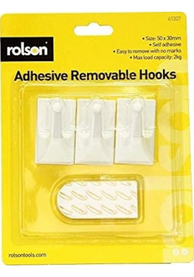 61327 3pc Removable Adhesive Hooks, Black