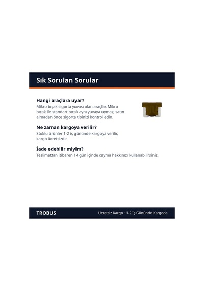 Trobus Oto Sigortası 10'lu Mikro Bıçak Tip 7,5 Amper Kahverengi Diğer