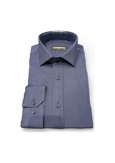 Plus Scorpion Erkek Beyaz Klasik Gömlek Slim Fit, Düz Model, Şık Ofis & Günlük Kombin Lacivert