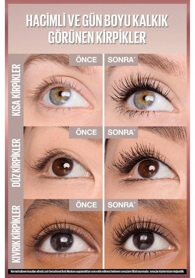Lash Sensational Body Maskara - Hacimli Ve Gün Boyu Kalkık Görünen Kirpikler Electro Black