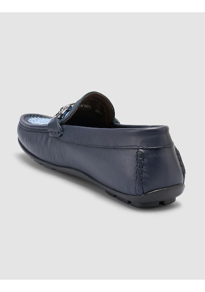Cabani Borgino %100 Hakiki Deri Lacivert Örgü Detaylı Erkek Loafer