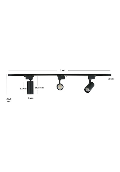 Mini Ray Spot Set 3 Spot + 1M Ray + 3 Ampul Siyah Kasa Sarı Işık