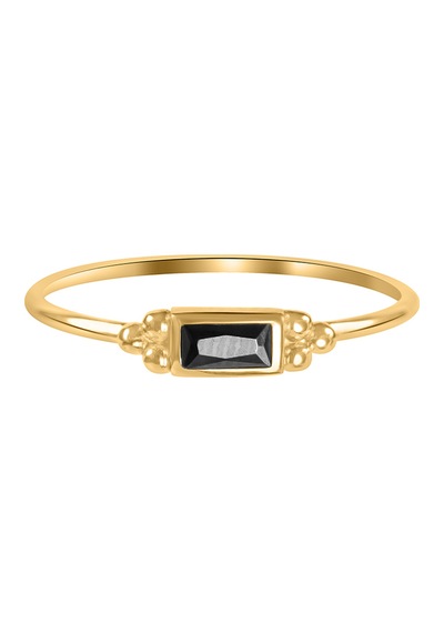 Kuyumcudukkani Siyah Baget Taşlı Yüzük-10392-g-blk Gold