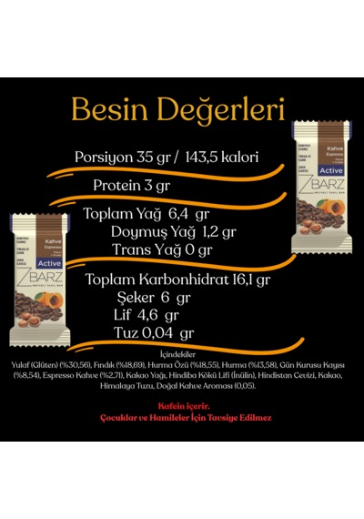 Zbarz Active Kahve Espresso Fonksiyonel Atıştırmalık Bar 12 x 35 G