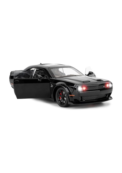 Dodge Challenger Srt 1:24 Diecast Metal Araba Koleksiyon Sesli Işıklı Siyah