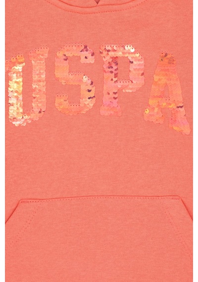 U.S. Polo Assn. Kız Çocuk Nar Çiçeği Kapüşonlu Basic Sweatshirt 50292512-VR239