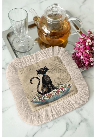 Zarif Vintage Siyah Kedi Saçaklı Sunum Peçetesi - Çiçekli Bohem Tarz Bej Krem Bardak Altlığı Mendil Sedefli Adaçayı Lacivert Zarif Vintage Siyah Kedi Saçaklı Sunum Peçetesi - Çiçekli Bohem Tarz Bej Krem Bardak Altlığı Mendil Sedefli Adaçayı Lacivert