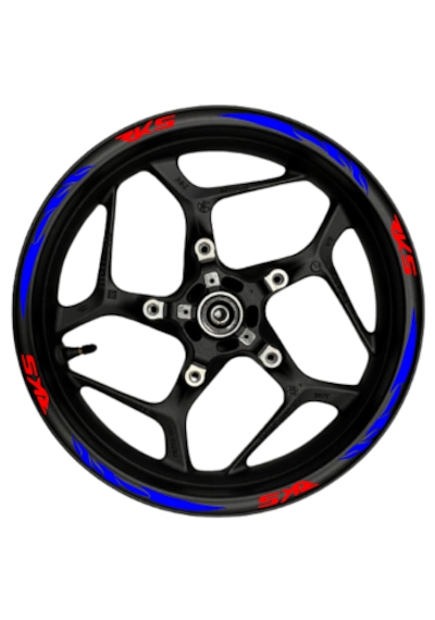 16 Parça Rks Jant Şeridi Model 1 Kırmızı-Mavi-25X9 Cm
