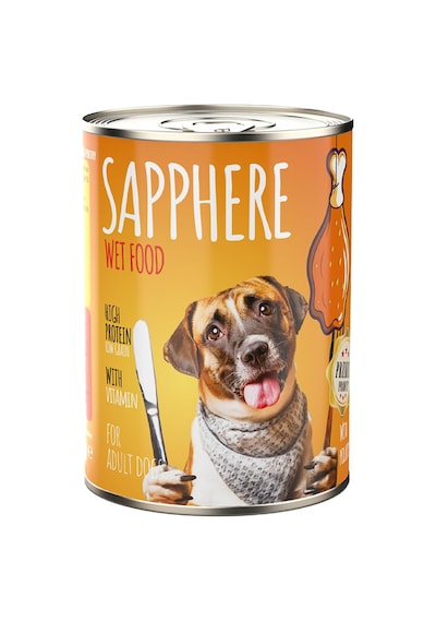Sapphere Kümes Hayvanlı Yetişkin Köpek Maması Konserve 400 Gr 24 Adet