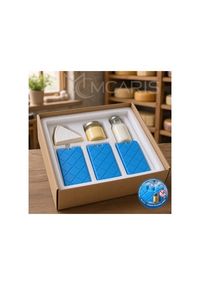 3'lü Kilitli Buz Aküsü Seti - Dondurucu Buz Kasedi Ice Box Soğutucu Blok Mavi Beyaz