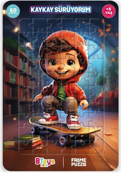 Btoys Kıds 60 Parça Puzzle Kaykay Sürüyorum