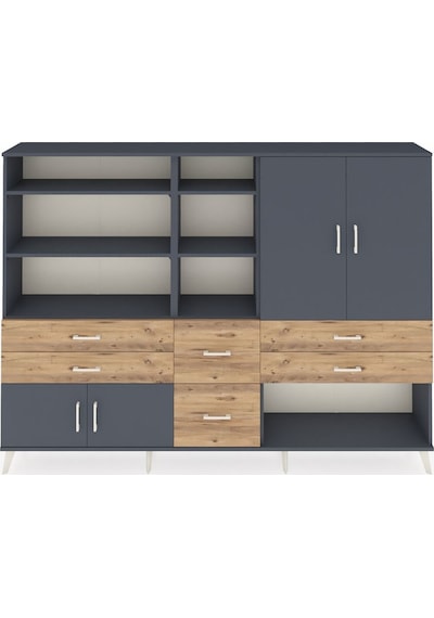 Arges Dolap 10 Raflı 6 Çekmeceli 4 Kapaklı 220x30x163 Antrasit-an Antrasit-antrasit/çam Arges Dolap 10 Raflı 6 Çekmeceli 4 Kapaklı 220x30x163 Antrasit-an Antrasit-antrasit/çam