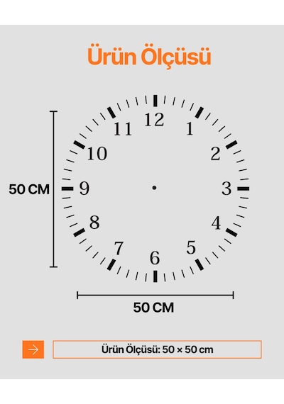Aa Shop Desenli Sessiz Duvar Saati 50 CM Ahşap - Ceviz - Siyah Siyah Ceviz