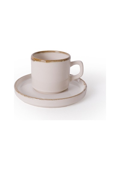Keramika Straw Stackable Çay Takımı 12 Parça 6 Kişilik Krem