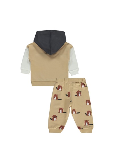 Civil Baby Cepli Kapşonlu 6-18 Ay Takım - Kahve