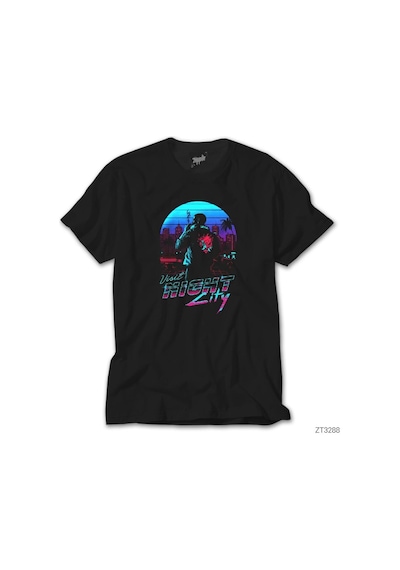 Cyberpunk 2077 Visit Night City Siyah Tişört Siyah