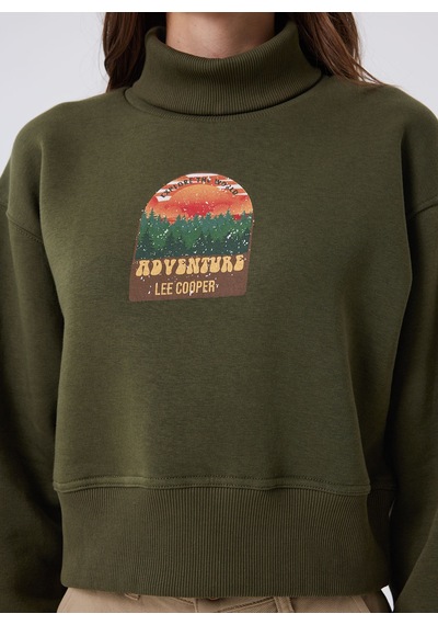 Lee Cooper Balıkçı Yaka Haki Kadın Sweatshırt 241 Lcf 241013 Glorıa Hakı
