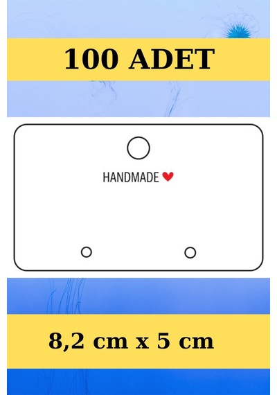 Handmade - Yatay 100 Adet Küpe Kartı - Takı Kartı - Paketleme Çok Renkli