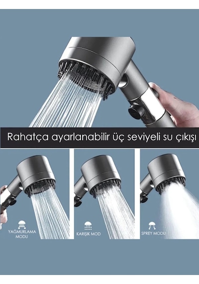 Masaj Taraklı 3 Fonksiyonlu Aç Kapa Özellikli Duş Başlığı