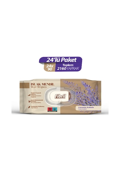 Fibril Lavanta Kokulu Islak Mendil 24 x 90'lı Paket 2160 Yaprak
