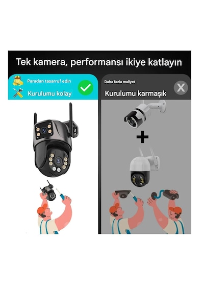 4k 8mp Hd Wifi Ptz Kamera 4mp Çift Lens Çift Ekran