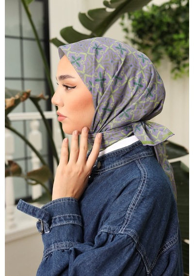 Silk Home Pusula Desen Soft Pamuk Eşarp Lila