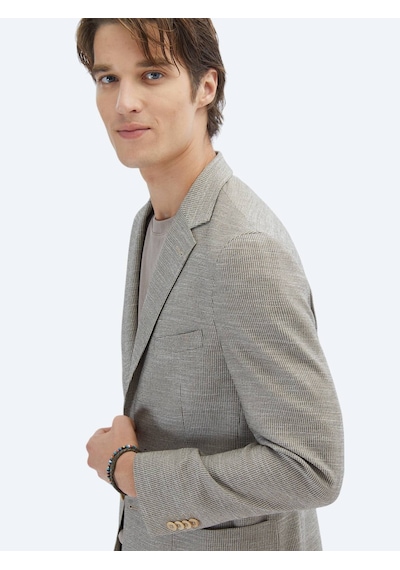 Kip Kahverengi Desenli Modern Fit Ceket Kahverengi Kip Kahverengi Desenli Modern Fit Ceket Kahverengi