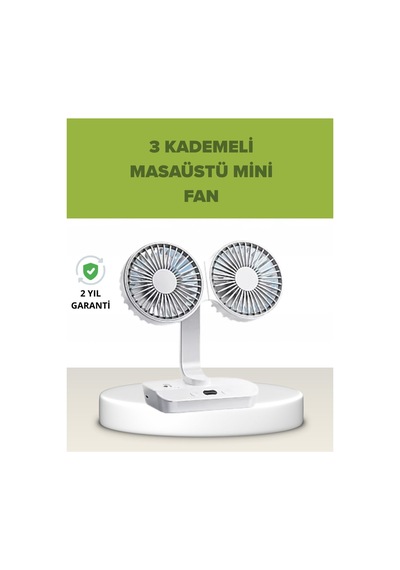 Çift Kafalı Masaüstü Ve Duvar Tipi Sessiz Usb Şarjlı Fan - Hs08377564-9938 Renkli