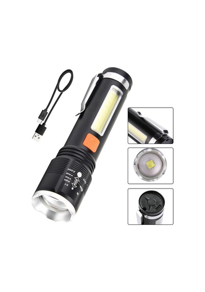 Gold Orion Km-102 4 Modlu Tip-c Şarjlı Zoomlu Taktikal El Feneri Açık Gri