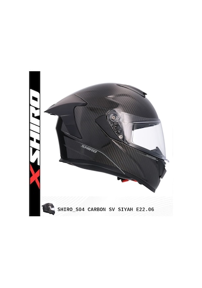 Shiro Fullfacc Carbon&Carb Motosiklet Kaskı Kapalı Siyah