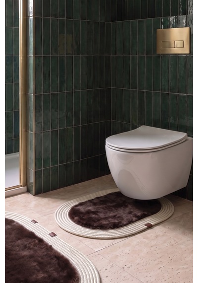 Banyo Paspası Takımı 60x100+40x60 Cm Düz Acı Kahve & Krem