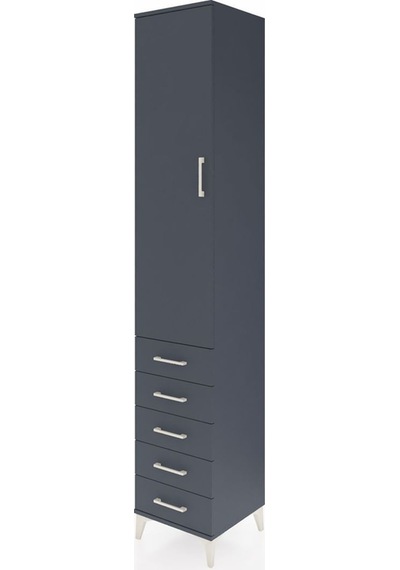 Hyperion Dolap 2 Raflı 5 Çekmeceli Tek Askılı 44x44x243 Antrasit-antrasit Antrasit