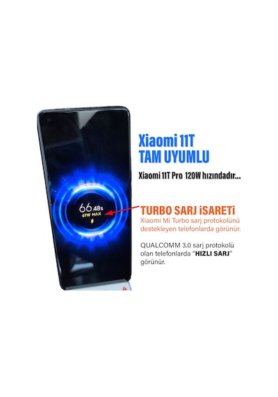 Xiaomi 11t Uyumlu 67w Turbo Hızlı Şarj Aleti Ve Hızlı Şarj Kablosu