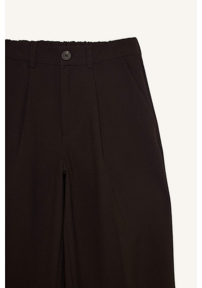 Defacto Wide Leg Fermuarlı Yüksek Bel Standart Boy Pantolon E7238ax25aubn340 Kahve