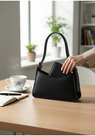 Kadın Siyah Minimalist Baget Omuz Çantası